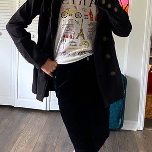 J Crew Black Corduroy Stretch Skirt